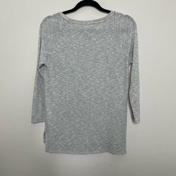 Aerie Sweater Round Neck Long Sleeve Hi-Lo Hem Side Slit Heathered Gray Size XS - Picture 7 of 10